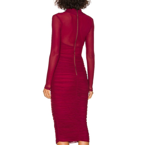 Bardot Aliyah Dress in Burgundy long sleeve - Picture 2 of 12
